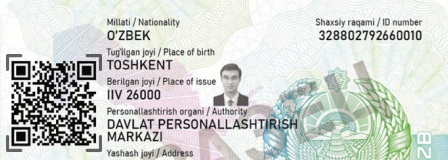 ID-karta orqa tomonidagi Shaxsiy raqami ID number maydoni