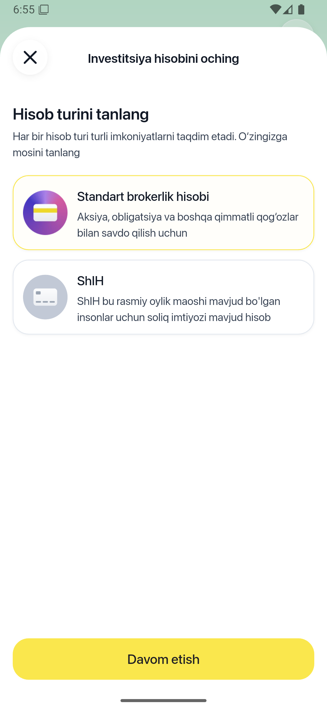 GoInvest: standart brokerlik hisobi va ShIH tanlovi